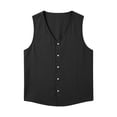 thumbnail image 6 of BLTIBY Mens Summer Linen Vest Lightweight Button Up Athletic Tank Tops Sleeveless Shirts Summer Beach Hawaiian Wear Black XL, 6 of 6