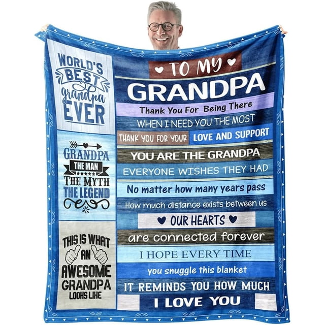 LHSHID Grandpa Blanket Gifts for Fathers Day for Grandpa Gift from Granddaughter Grandpa Gift from Grandson to My Grandpa Love Support Blanket Birthday for Grandpa 30"x40"