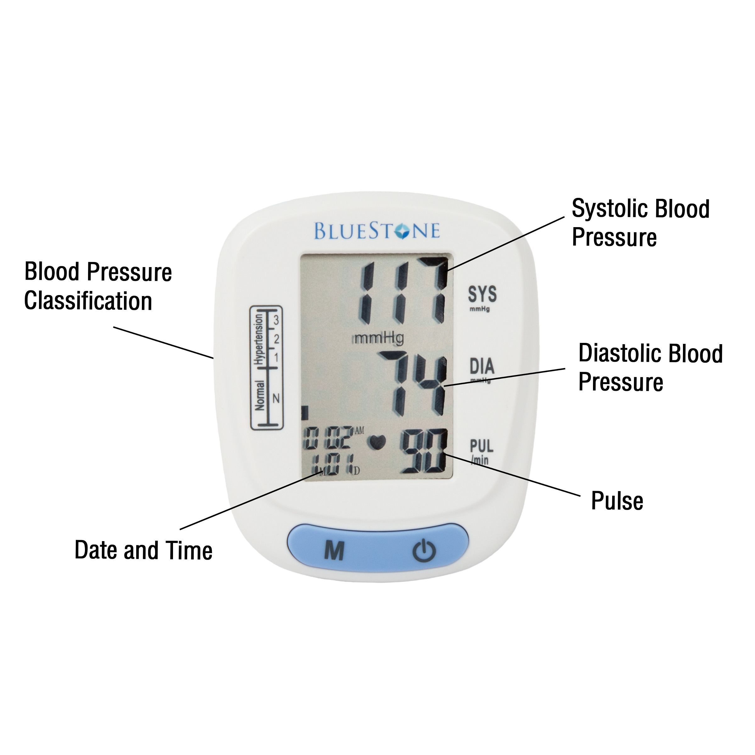 Blood Pressure Monitor With Heart Rate - Automatic Wrist Cuff Blood Pressure Machine With LCD Display Memory and Carrying Case by Bluestone - image 3 of 7