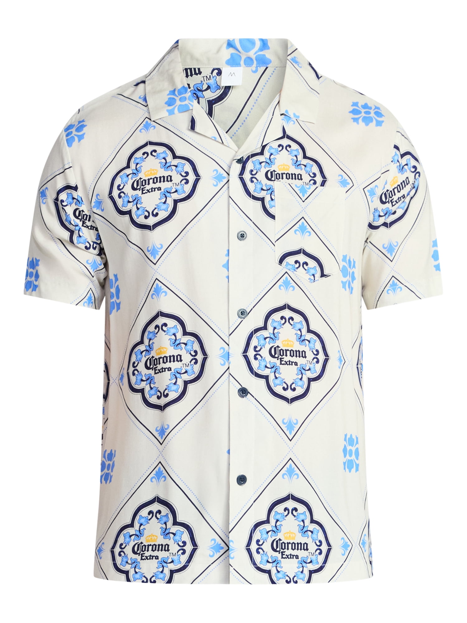 Corona Men's and Big Men's Graphic Button-Up Shirt, Sizes S-3XL