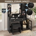 thumbnail image 2 of VEANERWOOD 41.8'' Vanity Desk Set with Sliding Mirror and Lights, Modern Dressing Table with Visible Cabinet and Jewelry Storage & Charging Station, Stool, 2 of 9