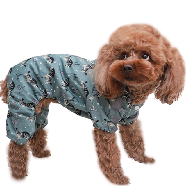 Chaqueta ligera para perro, de secado rápido, impermeable, resistente al viento, ajustable, con capucha y rayas reflectantes (cebra verde) XL