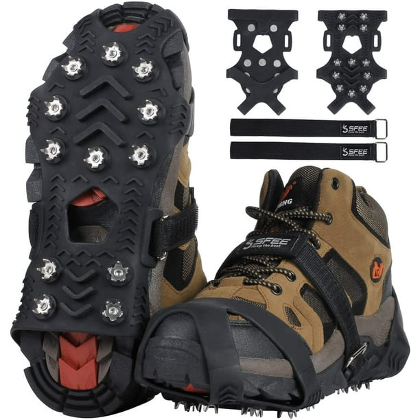 Crampons for Winter Boots, Upgraded Ice Cleats Stainless Steel Microspikes  Women Men Anti Slip Ice Traction Cleats Grips with Straps, Perfect for  Hiking, Walking, Climbing, Ice Fishing 
