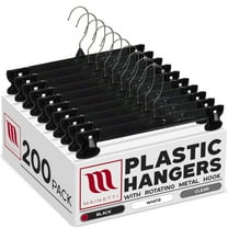 Mainetti 6012 Adult Plastic 1-Tier Skirt & Clothes Hangers, 200 Count, 1 Pack