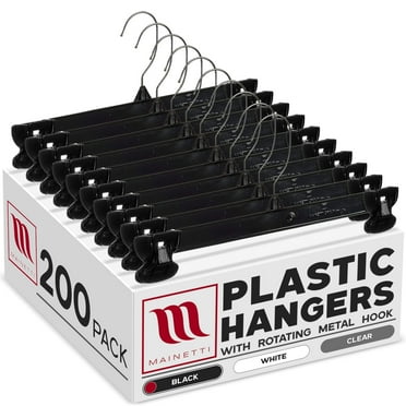 Mainetti 6012 Adult Plastic 1-Tier Skirt & Clothes Hangers, 200 Count, 1 Pack
