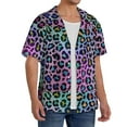 thumbnail image 4 of Naloa Rainbow Animal Skin Men's Loose Fit Cuban Collar Short-Sleeve Shirt with Button-down and Chest Pocket for Everyday Wear Outings - XX-Large, 4 of 7
