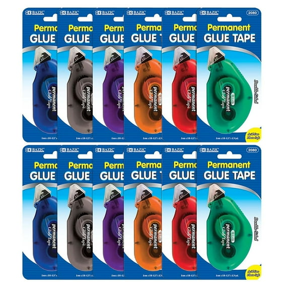 Bazic Glue Tape Assorted 12/Pack (BAZ2080-12)