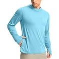 thumbnail image 3 of DDAPJ pyju Mens UPF 50+ Fishing Shirts Long Sleeve UV Sun Hoodie Hiking Running Workout Hooded Tops with Thumb Holes and Pockets Light Blue M, 3 of 5