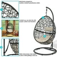 thumbnail image 3 of Sunnydaze Caroline Resin Wicker Egg Hanging Chair with Cushions and Stand, Beige, 3 of 8