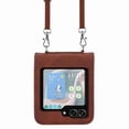 thumbnail image 2 of Dteck for Samsung Galaxy Z Flip 5 5G Case, Adjustable Crossbody Shoulder Strap Lanyard Case for Women Kickstand Flip PU Leather Hard Shell Ultra Thin Slim Durable Protective Phone Cover,Brown, 2 of 5