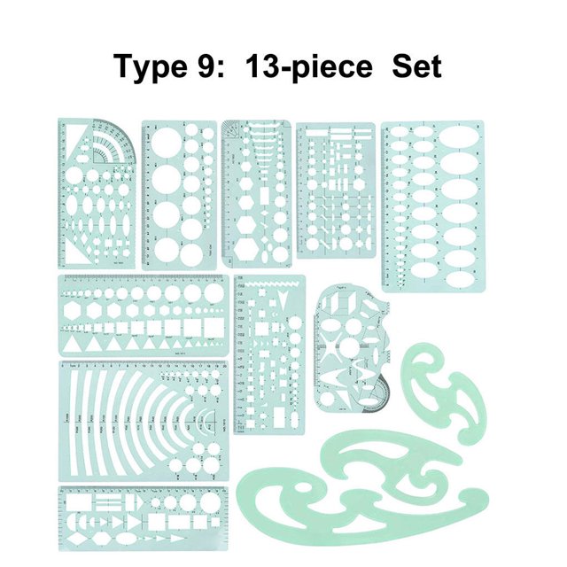 1 Set Circle Stencil Plastic High-quality Convenient Use Eye-catching Templates for Drafting Exquisite Appearance Long Lifespan Type 9