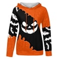 thumbnail image 4 of Women Hoodies Halloween Vintage Colorblock Pumpkin Print Sweatshirt Long Sleeve Drawstring Pullover Tops Cozy Apparel Black L, 4 of 4