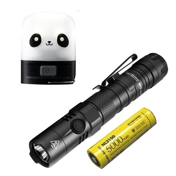 Combo: Nitecore MH12 V2 CREE XP-L2 V6 LED Flashlight -1200 Lumens -21700 Battery (Included) w/LR10 USB Rechargeable Pocket Utility Light Eco-Sensa USB Cable