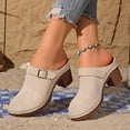 thumbnail image 6 of RKSTN Dress Sandals for Women Solid Color Spring Summer Outdoor Daily Wear Closed Toe Thick Sole High Heel Slides, 6 of 7