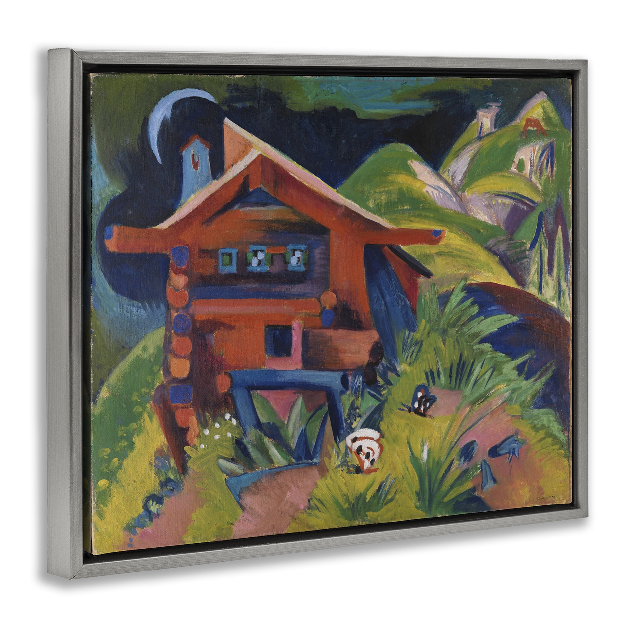 Stupell Industries Kirchner Landscape Cabin Landscape & Nature Painting Gray Floater Framed Canvas Art Print Wall Art, 31 x 25