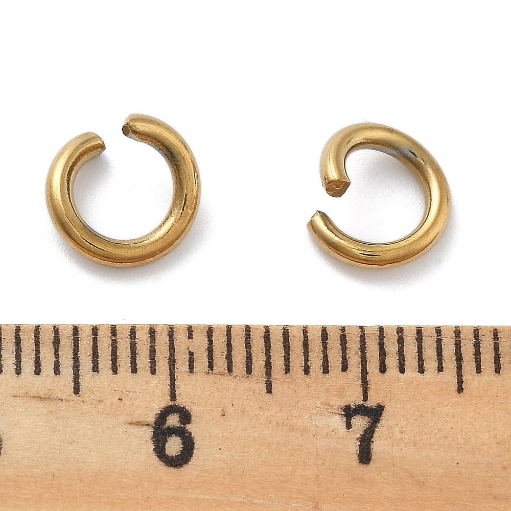 500pc Ion Plating(IP) 304 Stainless Steel Open Jump Rings Round for Chainmaille Weaves Real 18K Gold Plated 8x1.5mm Inner Diameter: 5mm