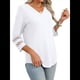 thumbnail image 3 of Blusas Elegantes e Informales de 3/4 para Mujer, Camisetas de Cuello en V A , Ropa de Verano 2025. M, 3 of 7
