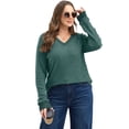 thumbnail image 3 of UVN Blouse for Women Fall V Neck Shirt Long Sleeve Pullover Sweatshirts Dressy Casual Ladies Tops, 3 of 8