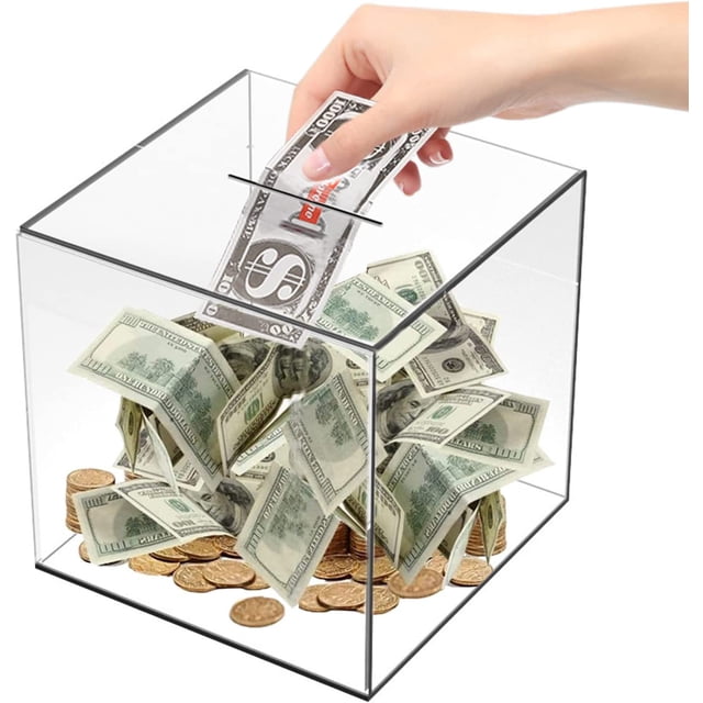 Caja de depósito unidireccional de estilo acrílico transparente para ahorrar dinero