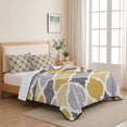 thumbnail image 5 of Full Quilt Set 78''x90'', Moroccan Lightweight Summer Bedspread Coverlet Set with 2 Pillow Shams, Vintage Moroccan Texture Yellow Grey Breathable All Season Quilt Bedding for Bedroom/Guest Room, 5 of 9