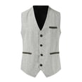 thumbnail image 2 of Men Solid Fashion Lattice Have Pockets Single Breasted Vest Tops Blouse, 2 of 4