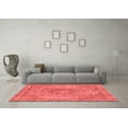 thumbnail image 3 of Ahgly Company Machine Washable Indoor Square Abstract Red Modern Area Rugs, 6' Square, 3 of 4