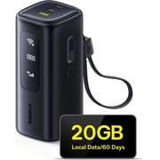 Baseus 4G LTE Mobile Hotspot & 20000mAh 67W Power Bank 2-in-1, Portable WiFi for Travel in 150+ Countries, No SIM Card, No Contract, 10 Devices, Worldwide Hotspot Router
