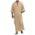 thumbnail image 4 of Men Kaftan Thobe Casual Long Sleeve Men'S Robe Button Down Collar Muslim Dress For Men Abaya, 4 of 6