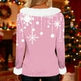 thumbnail image 6 of Qwertyu Merry Christmas Tops for Women Faux Fur Trim V Neck Blouse Graphic Xmas Long Sleeve Fashion Winter Clothing Pink 2XL, 6 of 6