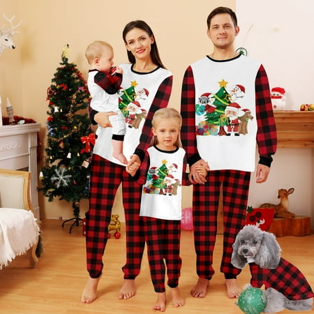 

Kaket Family Christmas Pyjamas Set - Matching Christmas Pjs for Family Christmas Pyjamas Family with Green Plaid Pyjama Xmas Matching Pjs for Couples Adults Kids/Women-5XL