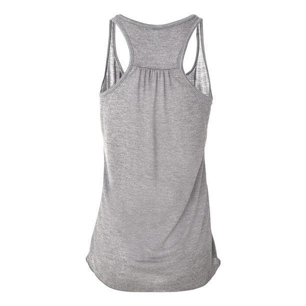 Bella Ladies Flowy Racerback Tank, L, Athletic Heather