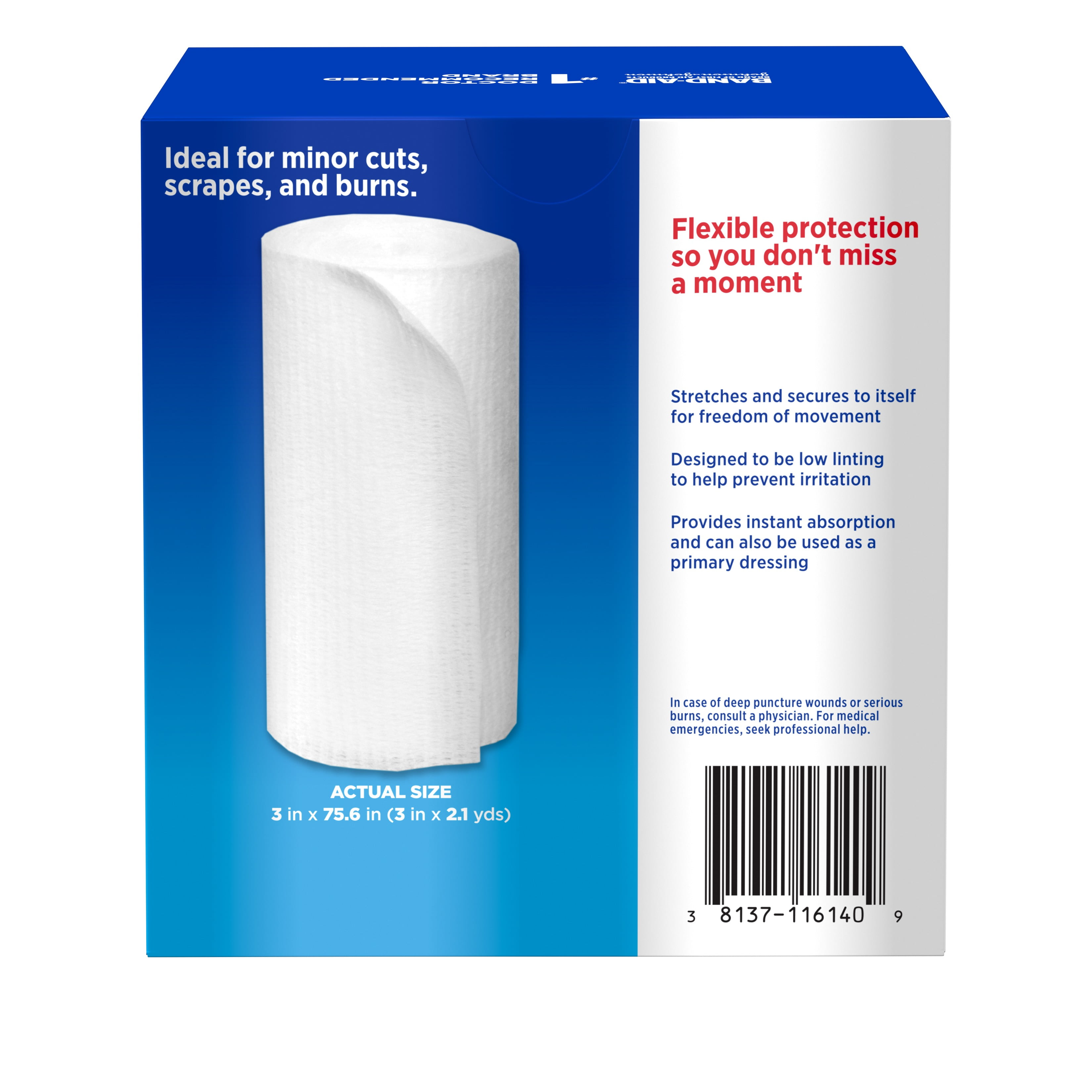 3 Pack - First Aid Rolled Gauze Sterile Roll, Medium 5 ea