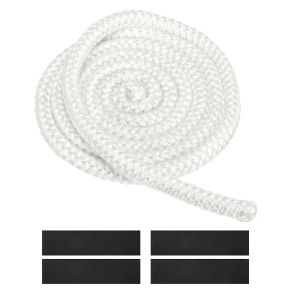 9/16" x 79" Wood Stove Gasket Kit, Fiberglass Round High-Temperature Resistance Seal Rope Replacement with 4pcs Joint Tapes for Stoves Fireplace Door, White