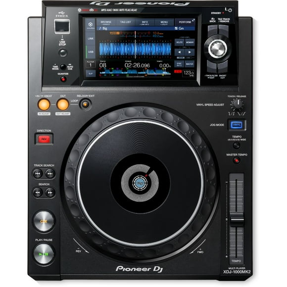 Multireproductor DJ Pioneer XDJ-1000MK2 Rekordbox MIDI Pantalla de 7' LDC a color táctil, Negro