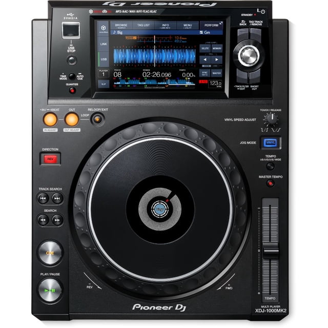 Multireproductor DJ Pioneer XDJ-1000MK2 Rekordbox MIDI Pantalla de 7' LDC a color táctil, Negro