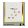 thumbnail image 3 of Brilliance Fine Jewelry 10K Gold Filled Ball-Crystal Flower-Heart Studs Children Female Earrings Set, 3 of 4