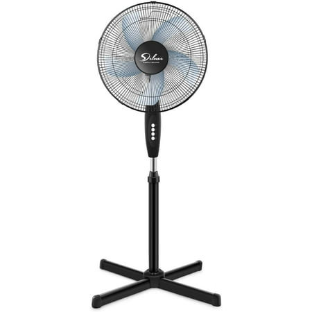 Simple Deluxe HIFANXSTAND16 Oscillating 16 Inch 3 Adjustable Speed Pedestal Stand Fan for Indoor  Bedroom  Living Room  Home  Office & College Dorm Use  Black  1-Pack