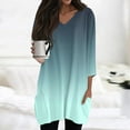 thumbnail image 2 of DENGDENG Womens Plus Tunic Summer 3/4 Sleeve V Neck Shirts for Women for Leggings T Shirts Casual Comfy Blouse Light Blue M, 2 of 7