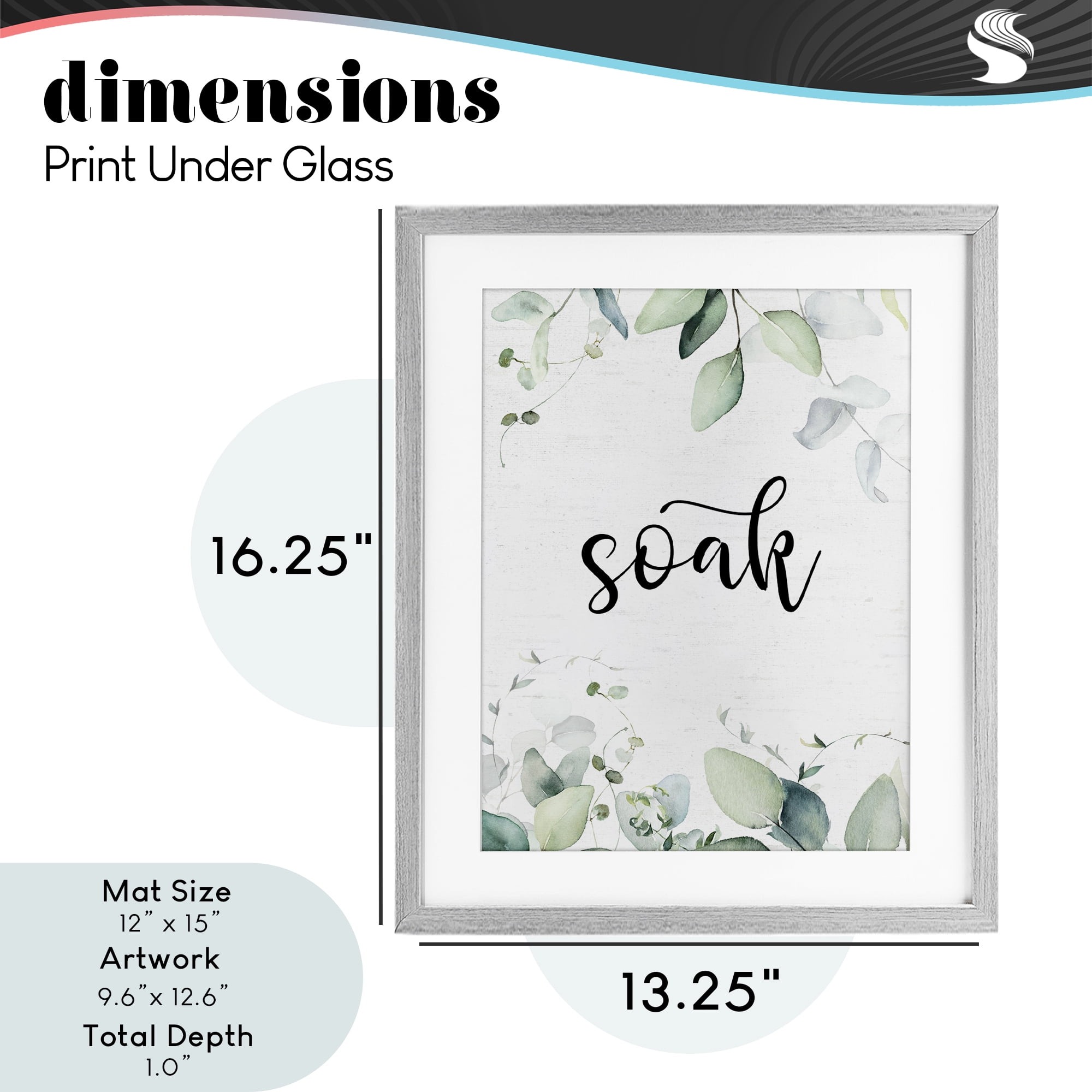 Soak Leafy Herbs Gray Framed Print Under Glass, design by Lettered and Lined