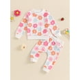 thumbnail image 5 of Aojekbee Toddler Girl Fall Outfits Floral Print Crew Neck Long Sleeve Sweatshirts and Long Pants 2Pcs Clothes Set, 5 of 10