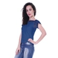 thumbnail image 4 of Moomaya Lace Sleeve Tops For Women Plain Boat Neck Tee Shirt, 4 of 6