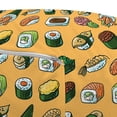 thumbnail image 3 of Wasabi Pouf Cover with Zipper, Repetitive Hand Drawn Doodle of Assorted Japanese Sushi Meal, Soft Decorative Fabric Unstuffed Case, 30" W X 17.3" L, Pale Orange Multicolor, by Ambesonne, 3 of 5