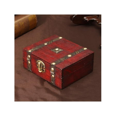 Meigar Treasure Box Pirate Small Trunk Box - Wooden Chest Treasure Case Cheap for Jewelry Storage,Cards Collection,Gifts and Home Decorative
