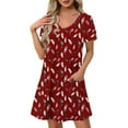 thumbnail image 1 of Robe Imprimée Florale pour Femmes Été Décontractée Manches Courtes Col en V T-Shirt Robe Coupe Ample Style Tunique, 1 of 7
