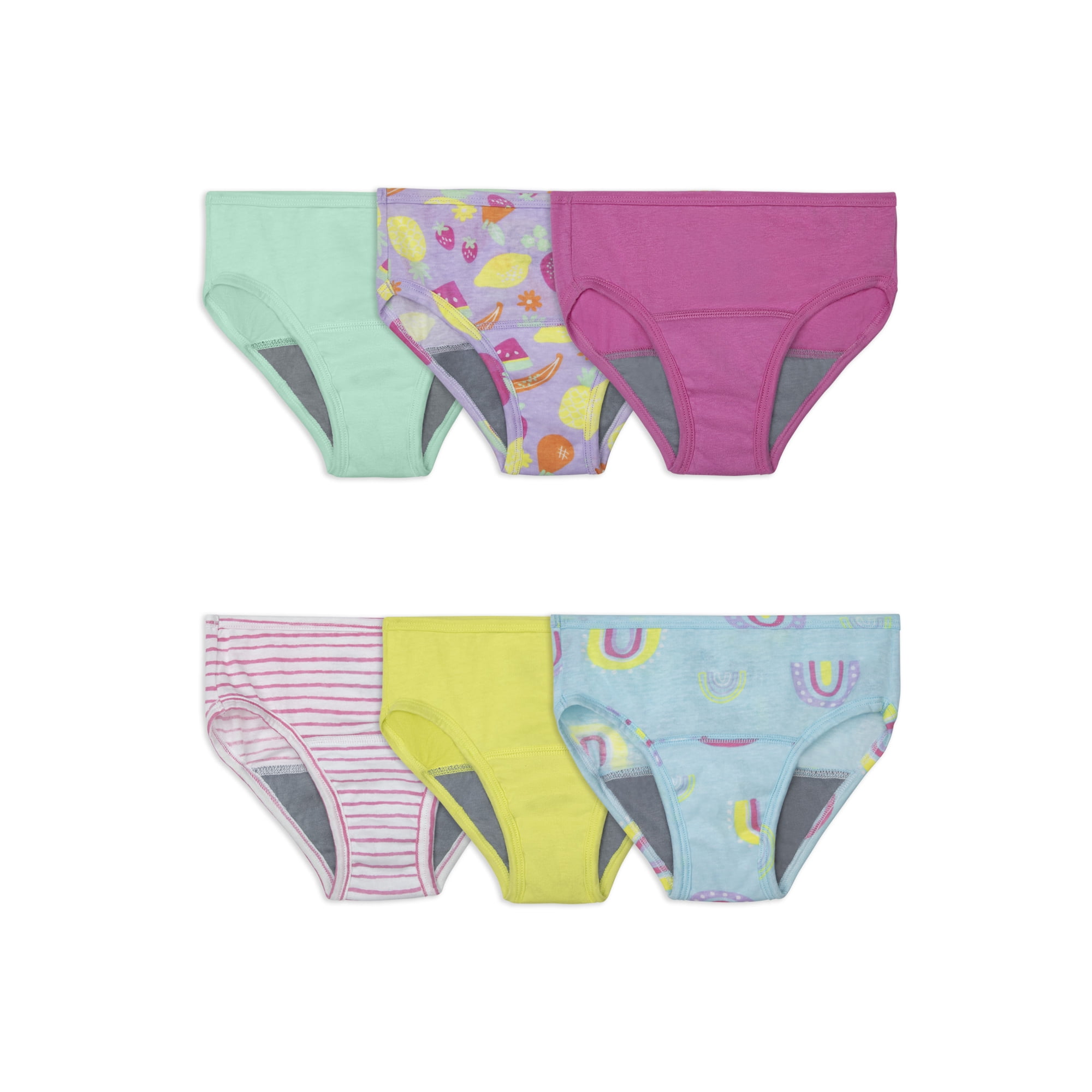 Fruit of the Loom Toddler Girl Potty Trainers Brief Underwear, 6-Pack, Sizes 2T-5T