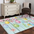 thumbnail image 3 of Area Rugs for Living Room Bedroom, Happy Easter 4'x6' Rug Washable Carpet Runner Indoor Outdoor, Spring Colorful Eggs Butterfly Teal Wood Grain Non Slip Accent Floor Mats Rug for Kitchen, Office, 3 of 8