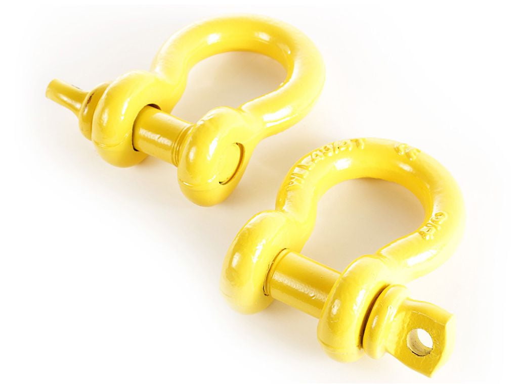 Rugged Ridge by RealTruck D-Ring Shackles | 3/4", Yellow, Pair | 11235.15