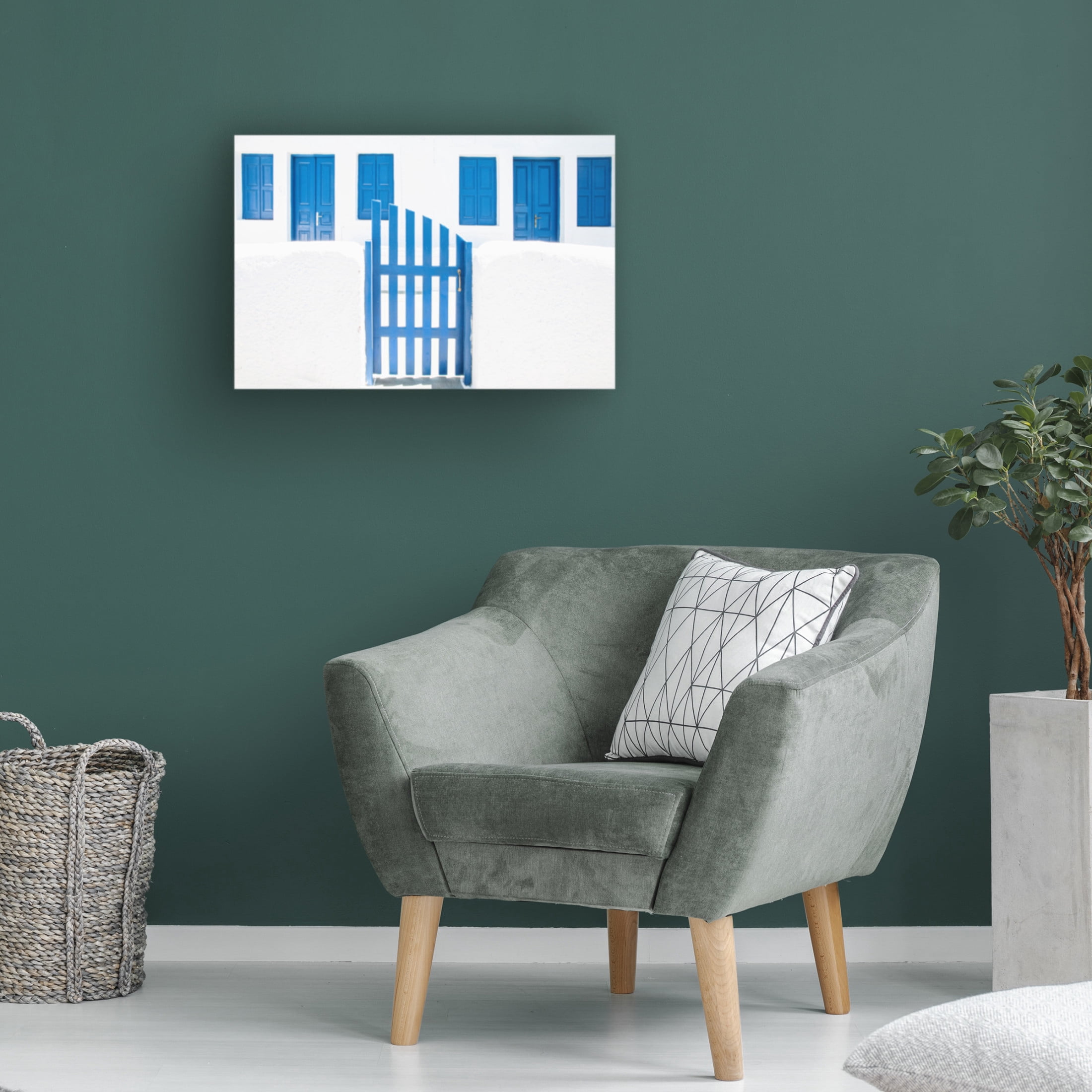 Trademark Fine Art Linda Wride Whitewash And Blue Paint Canvas Wall Art