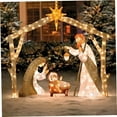 thumbnail image 2 of Lighted Nativity Scene Outdoor, Stained Glass Look Nativity Set, Acrylic Holy Family Yard Decoration for Christmas, Easy Assembled Religious Lawn Decor -11. Inch, 2 of 7