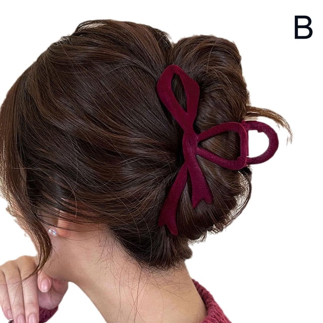 Barrettes à Cheveux en Velours Rouge avec Nœud, Pince à Cheveux, Accessoires de Mode pour Cheveux